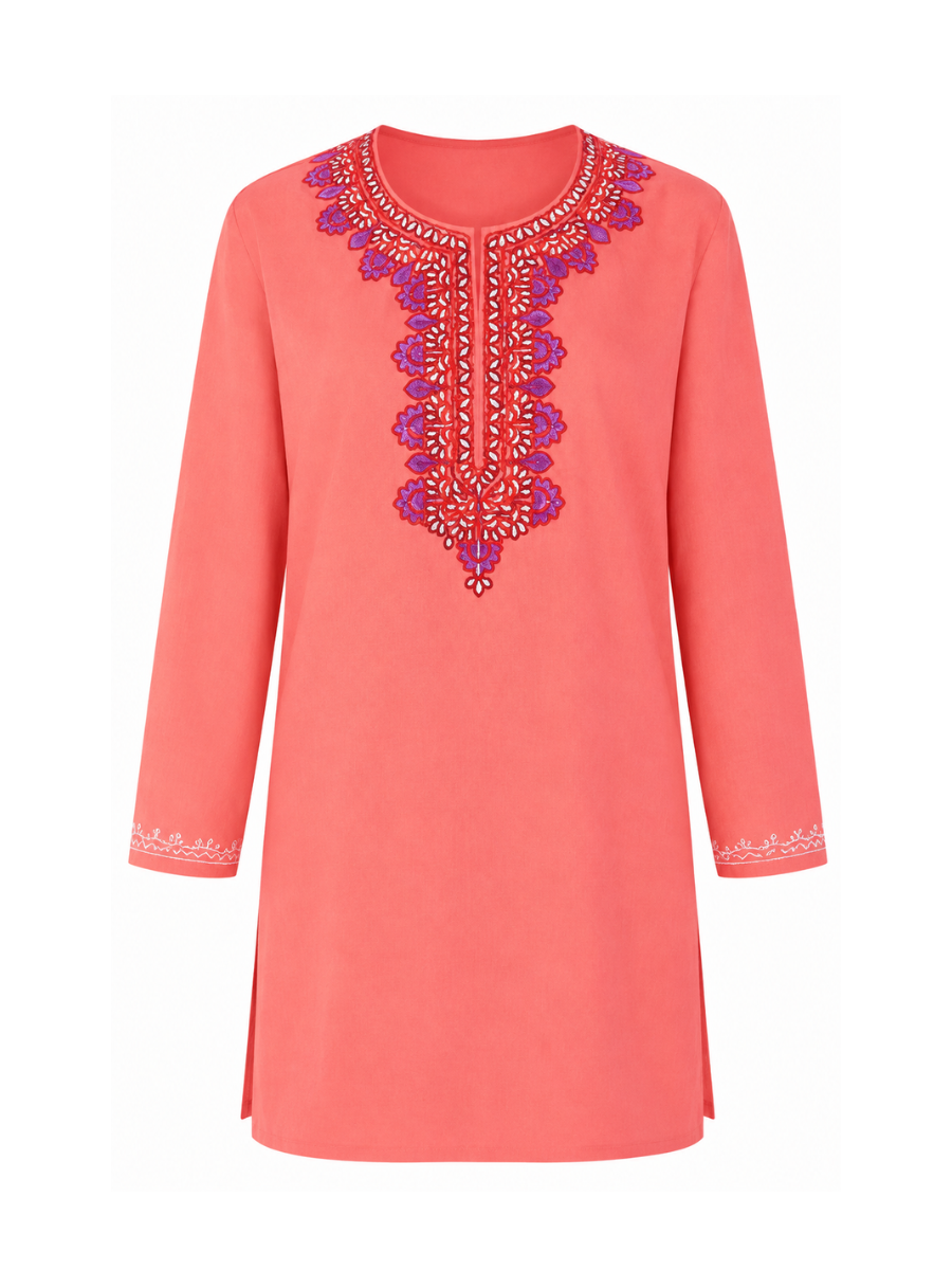 Noor : Aari embroidery summer kurti | Pink